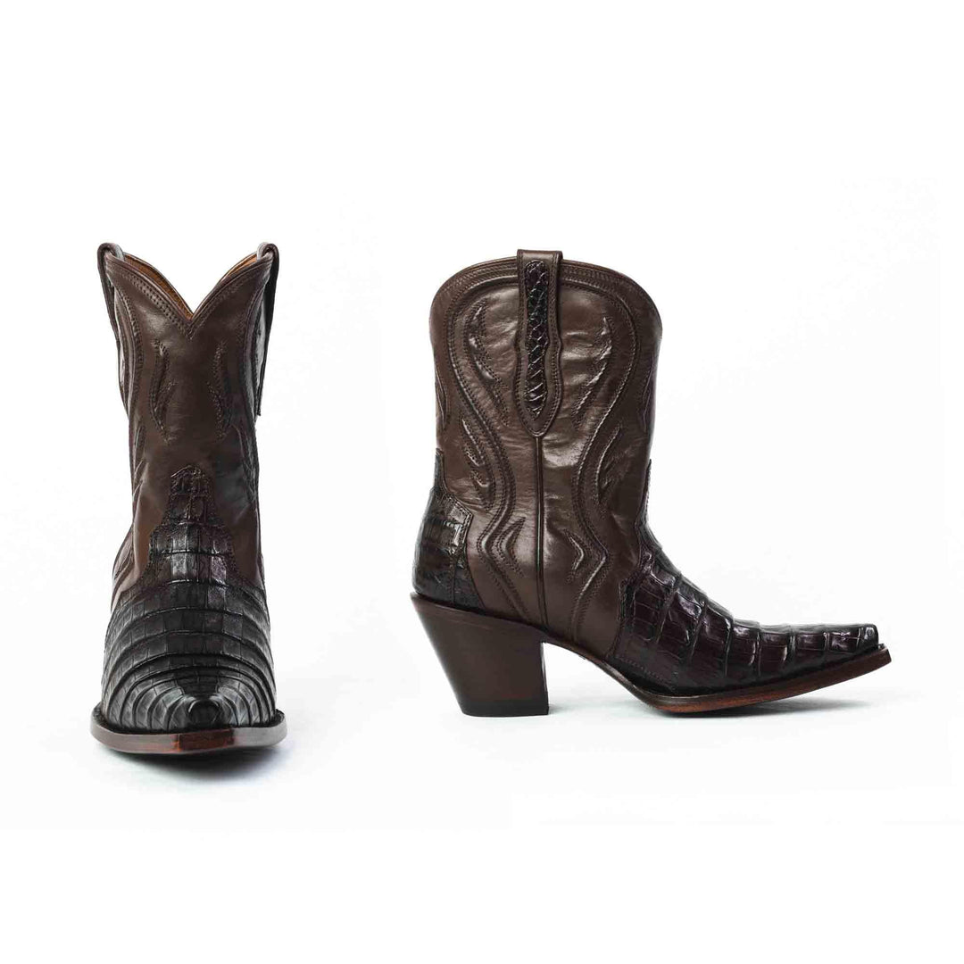 Caiman Tail women's bootie cowgirl boot in brown by RUJO
