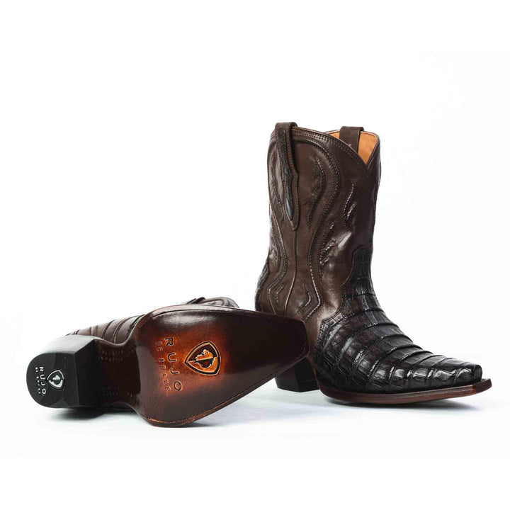 Caiman Tail women's bootie cowgirl boots in brown by RUJO