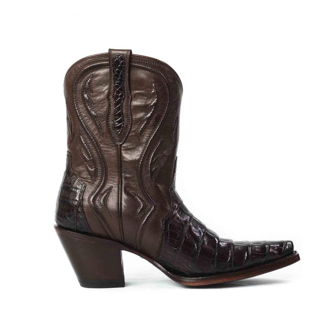 Caiman Tail women's bootie cowgirl boot in brown by RUJO