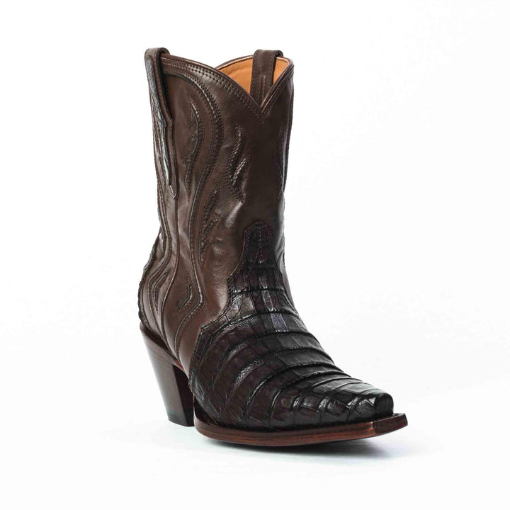Caiman Tail women's bootie cowgirl boots in brown by RUJO