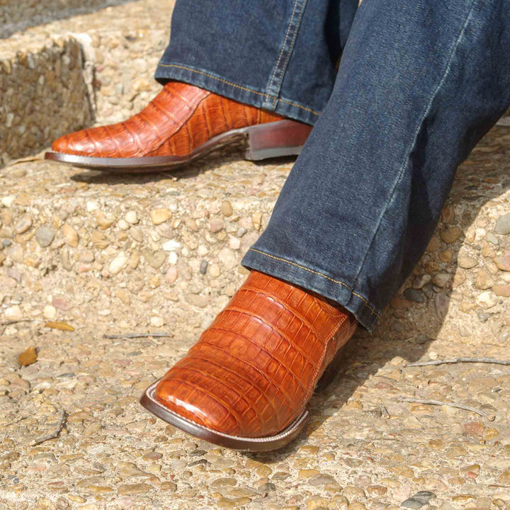 Men's Square-Toe Caiman Tail Cowboy Boot by RUJO