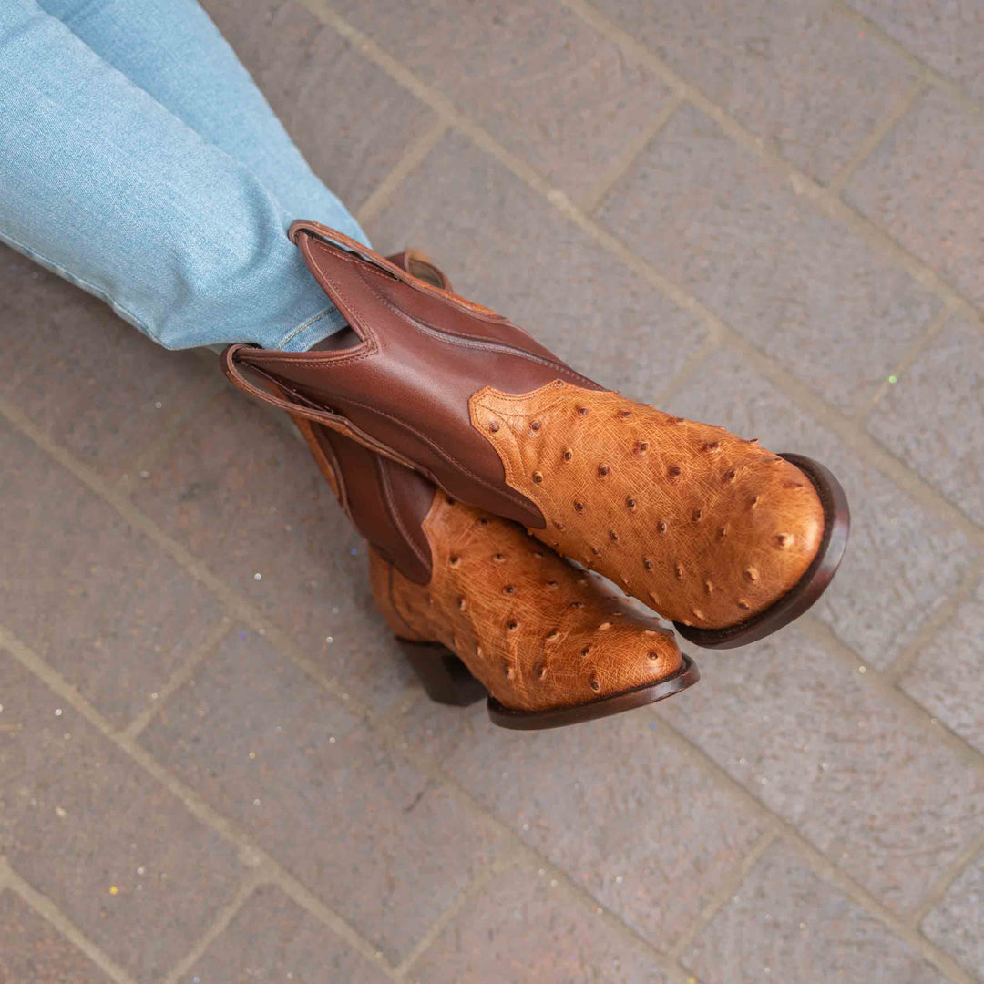 Women's Full-Quill Ostrich Bootie Boot by RUJO