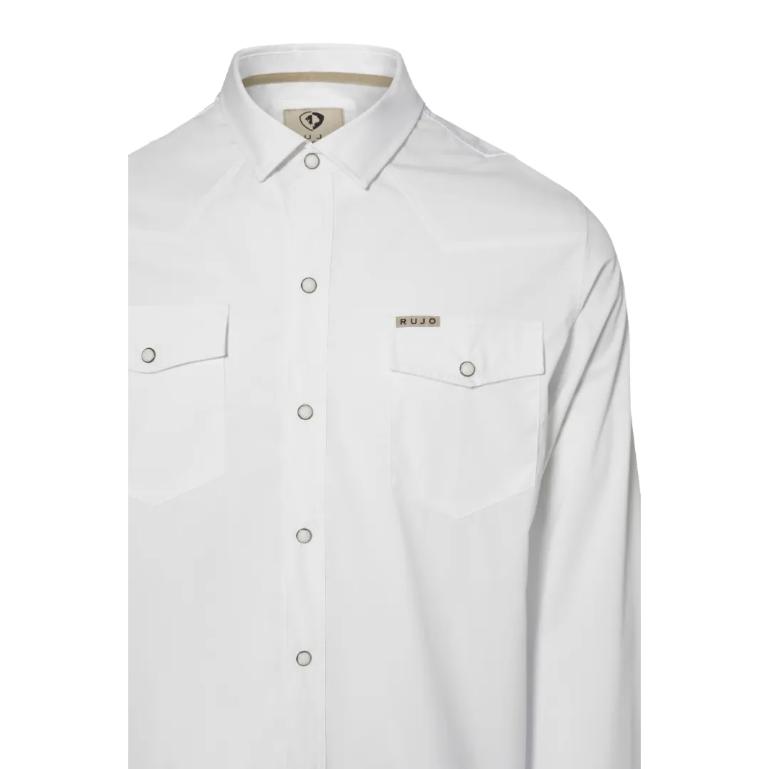 Rujo Boots The Dallas Bamboo Pearl Snap Shirt | White Rujo Boots The Dallas Bamboo Pearl Snap Shirt | White