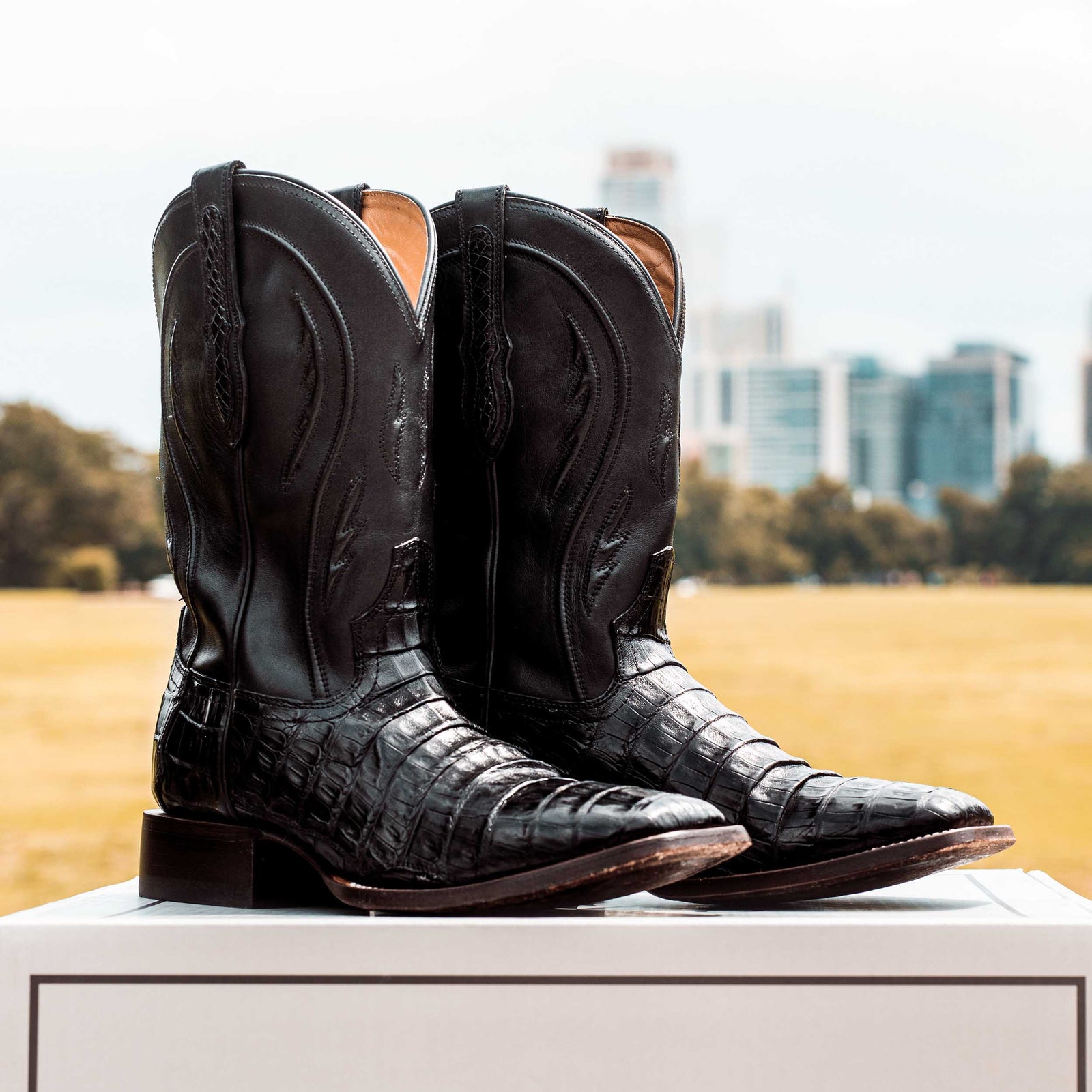 Men's Caiman Tail Square Toe Boots | The Roscoe | RUJO Boots – Rujo Boots