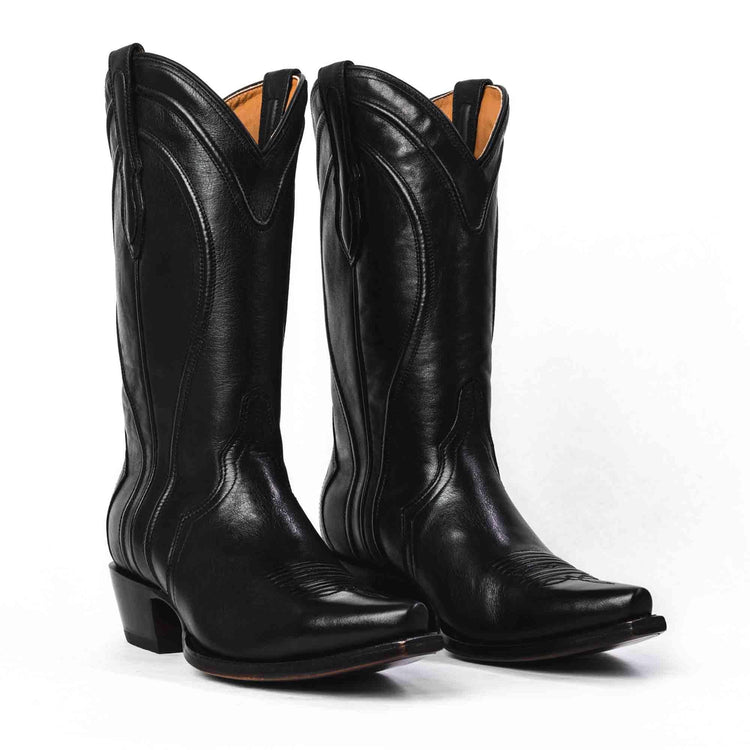 Women's Caravan Calfskin Cowgirl Boot in Black