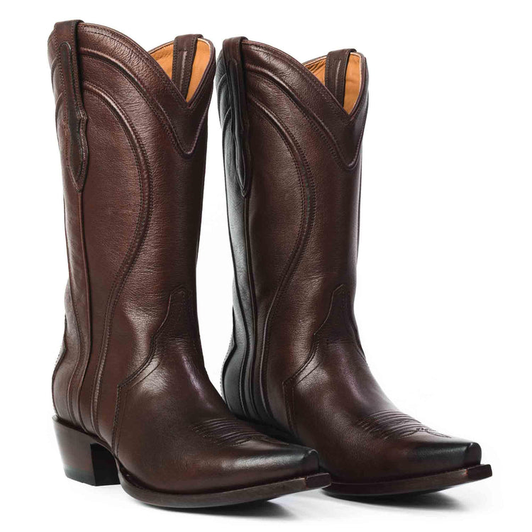 Women's Caravan Calfskin Cowgirl Boot in Brown