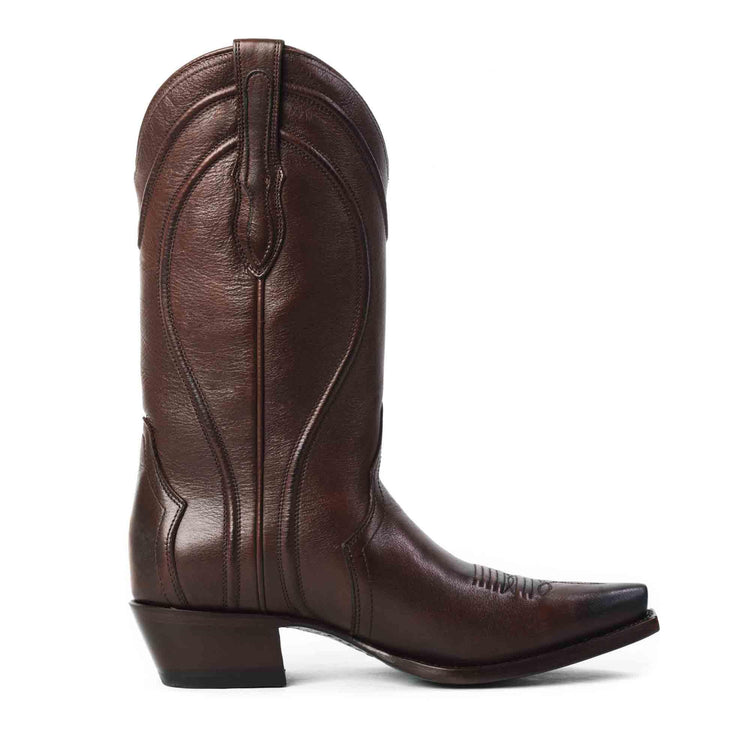 Women's Caravan Calfskin Cowgirl Boot in Brown