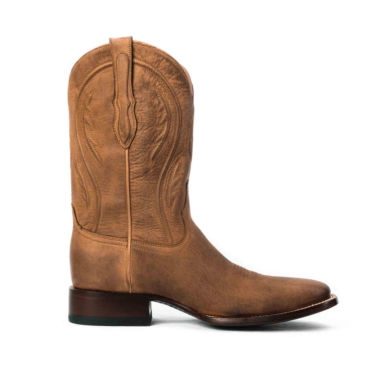 Square-toe Rock Ranch Calfskin Roper-Style Cowboy boots by RUJO