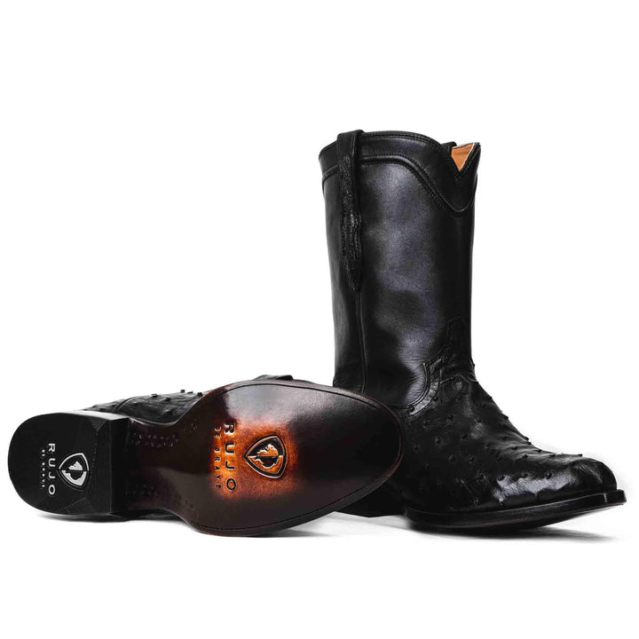 Men's Full-Quill Ostrich Roper Cowboy Boot by RUJO