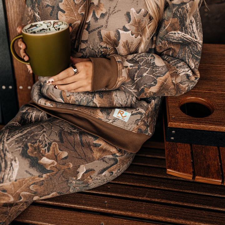 The Vintage Camo Hoodie in Faded Realtree Advantage Classic, lifestyle