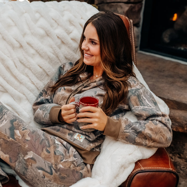 The Vintage Camo Hoodie in Faded Realtree Advantage Classic, lifestyle