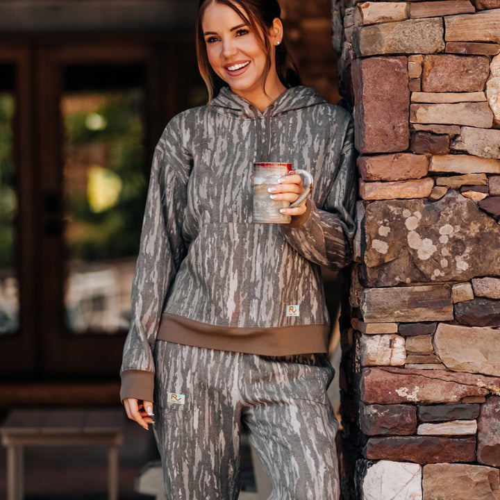 The Vintage Camo Hoodie in Faded Realtree Original, lifestyle