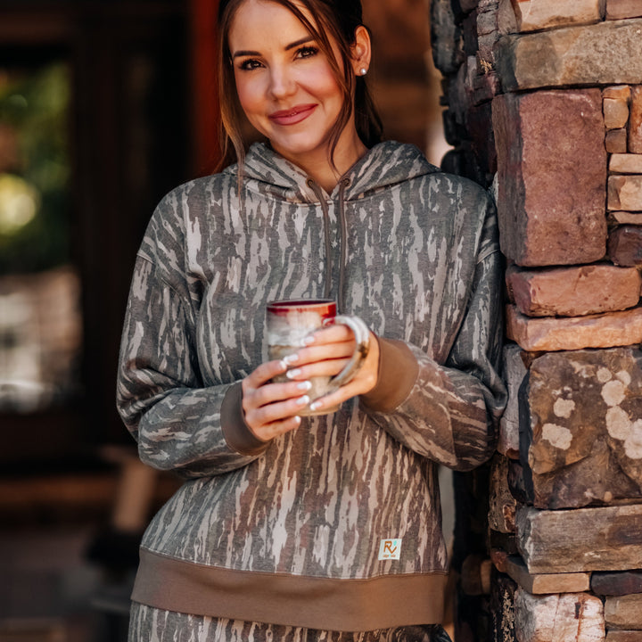 The Vintage Camo Hoodie in Faded Realtree Original, lifestyle