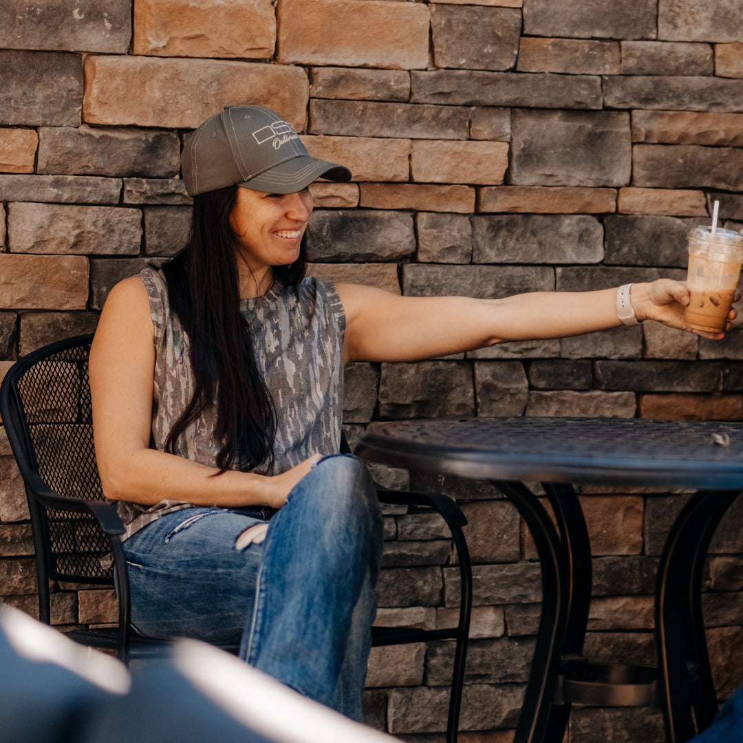 The Vintage Camo Muscle Tank in Faded Realtree Original, lifestyle