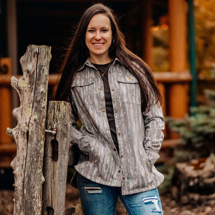 The Vintage Camo Shacket in Faded Realtree Original, lifestyle