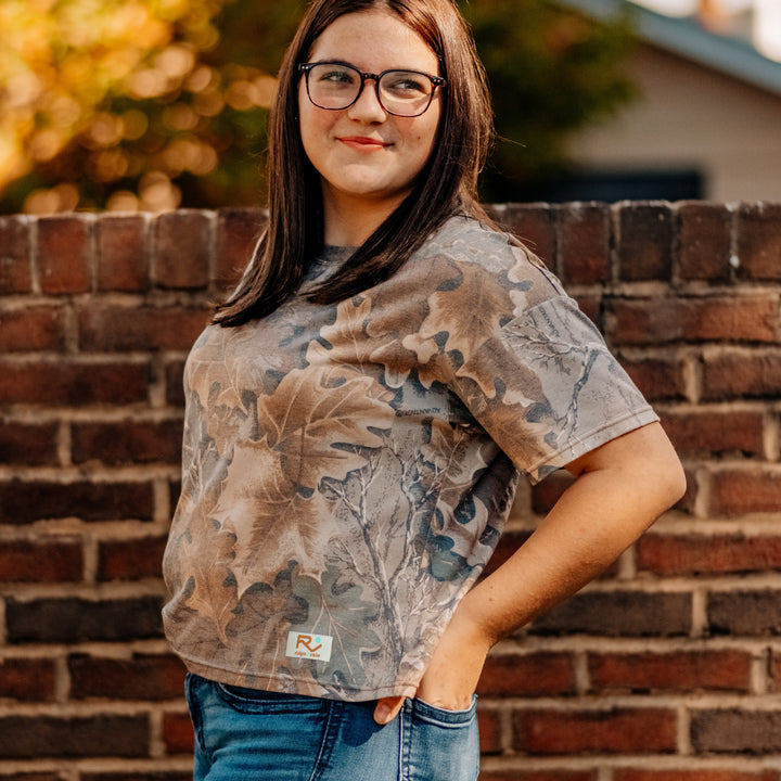 The Vintage Camo Tee in Faded Realtree Advantage Classic, lifestyle