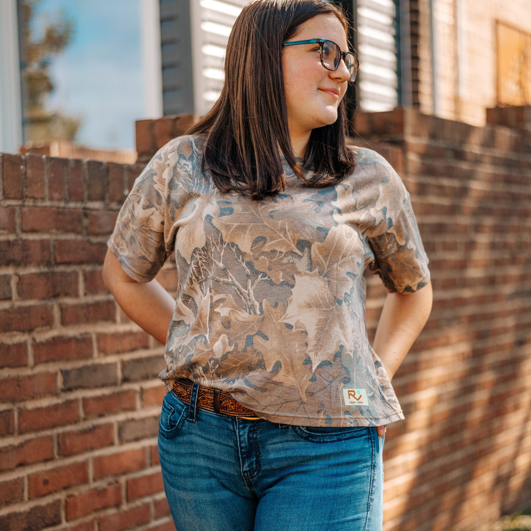 The Vintage Camo Tee in Faded Realtree Advantage Classic, lifestyle