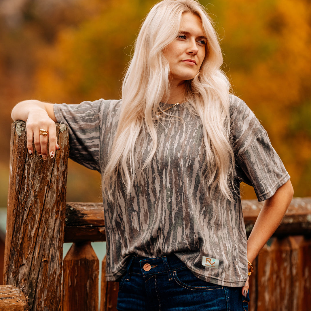 The Vintage Camo Tee in Faded Realtree Original, lifestyle