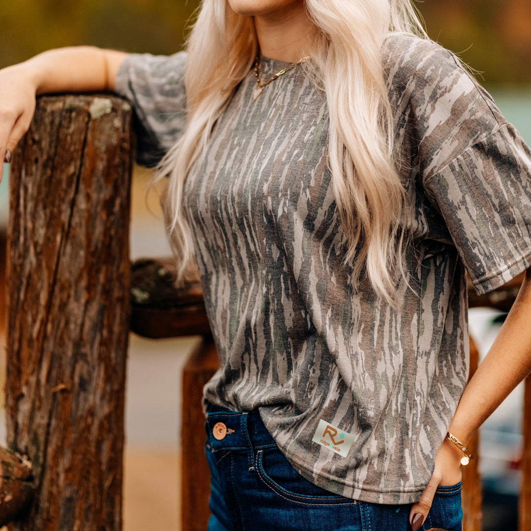 The Vintage Camo Tee in Faded Realtree Original, lifestyle