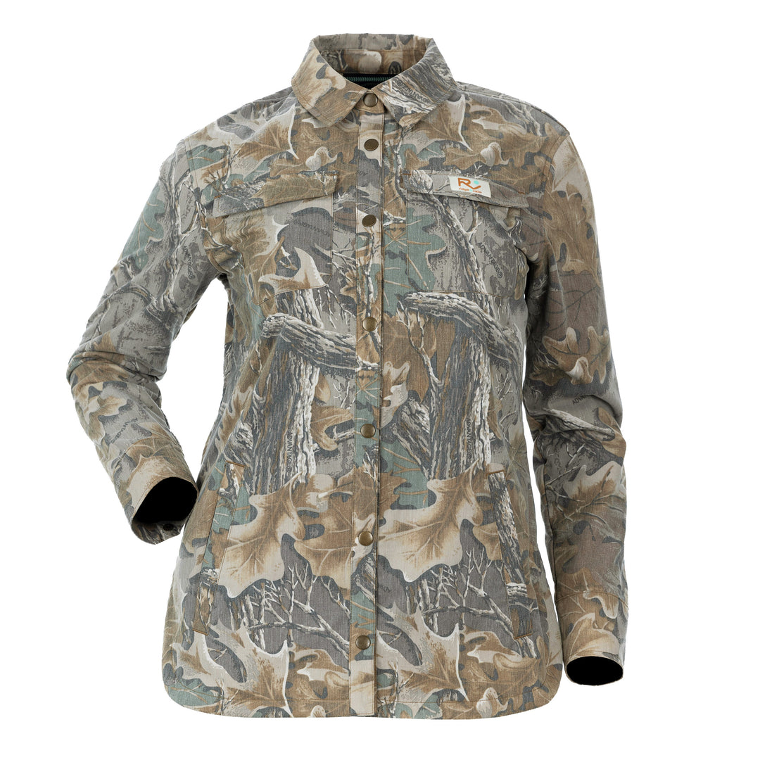 The Vintage Camo Shacket in Faded Realtree Advantage Classic, front