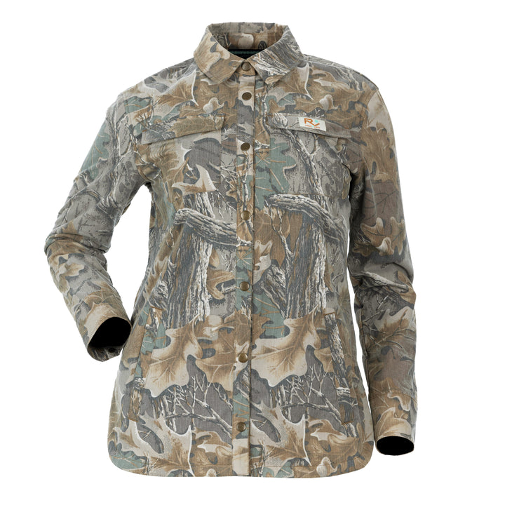 The Vintage Camo Shacket in Faded Realtree Advantage Classic, front