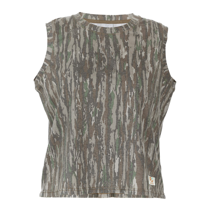 The Vintage Camo Muscle Tank in Faded Realtree Original, front