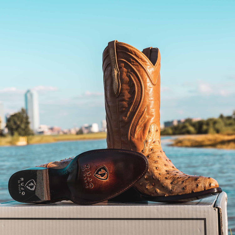 Full-Quill Ostrich Western Cowboy Boot by RUJO