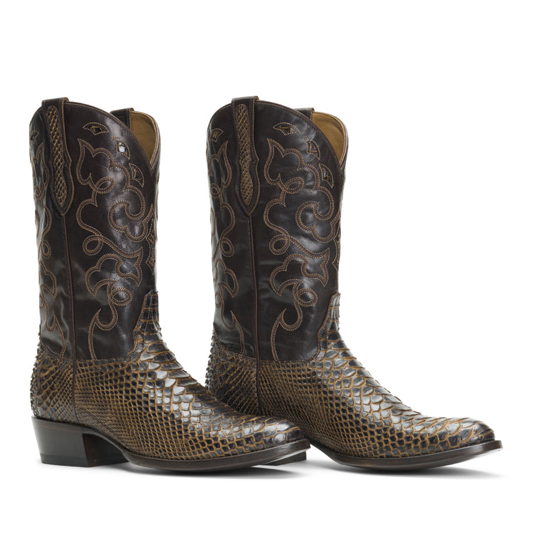 RUJO Boots The Preston Men s Python Leather Boots in Gold Size 11