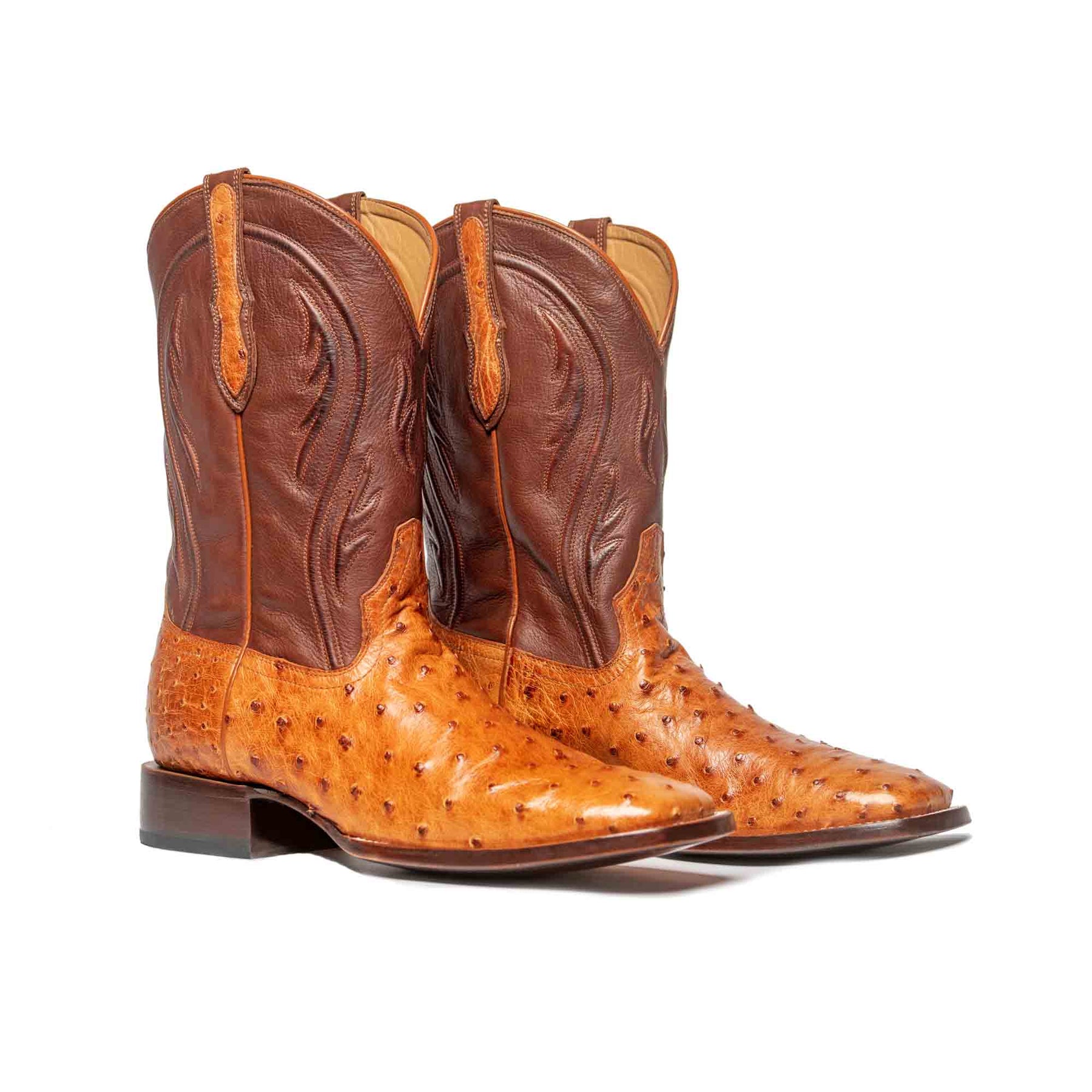 Square Toe Full-Quill Ostrich cowboy boots by RUJO