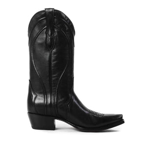 Women's Caravan Calfskin Cowgirl Boot in Black