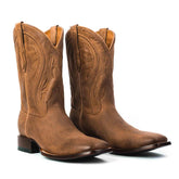 Square-toe Rock Ranch Calfskin Roper-Style Cowboy boots by RUJO