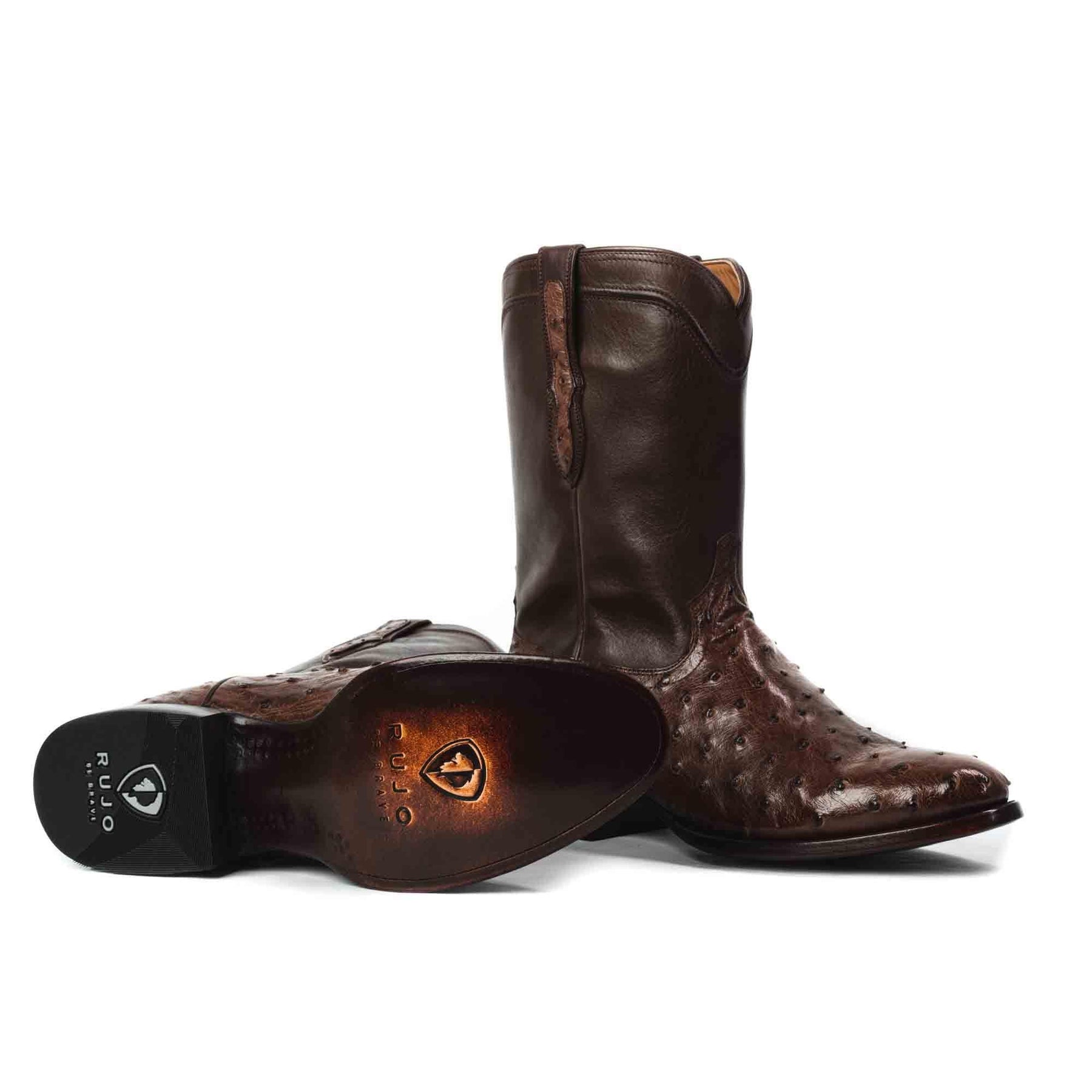 Men's Full-Quill Ostrich Roper Cowboy Boot by RUJO