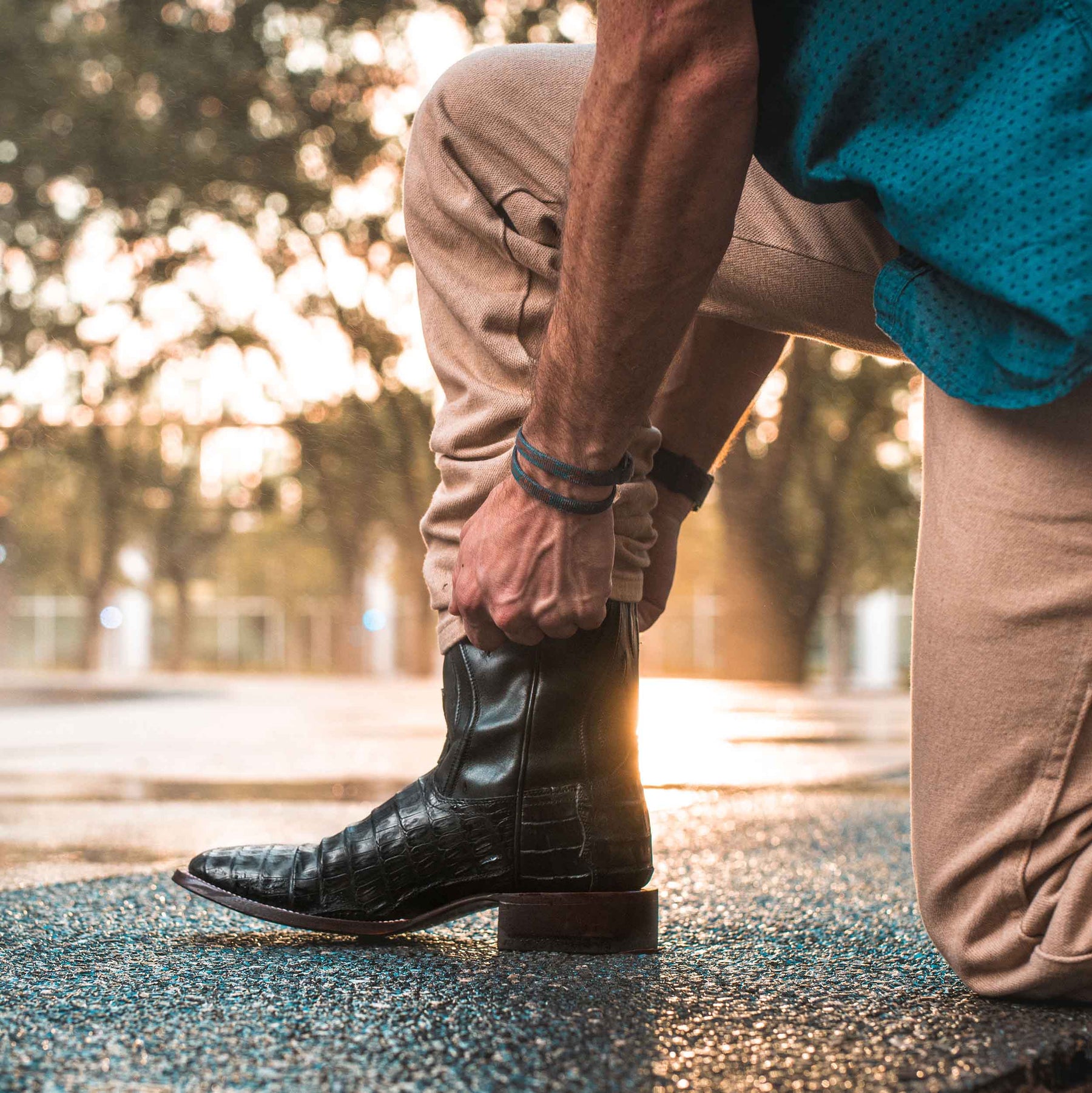 Men's Caiman Tail Square Toe Boots | The Roscoe | Rujo Boots